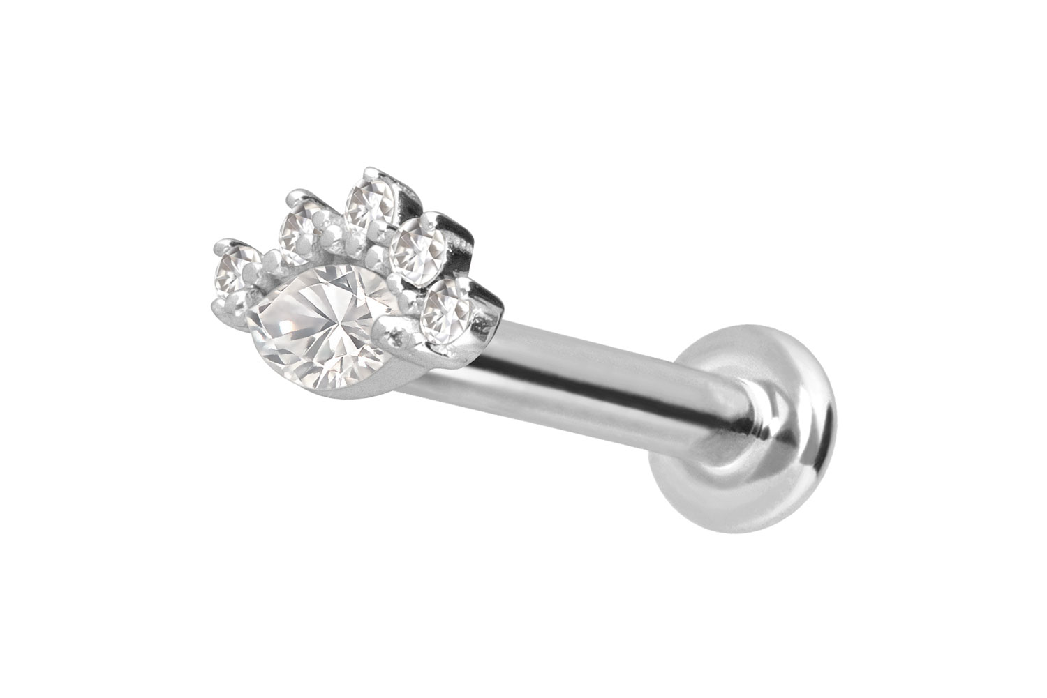 14 Karat Gold Labret Piercing mit Innengewinde MOISSANITE-AUGE